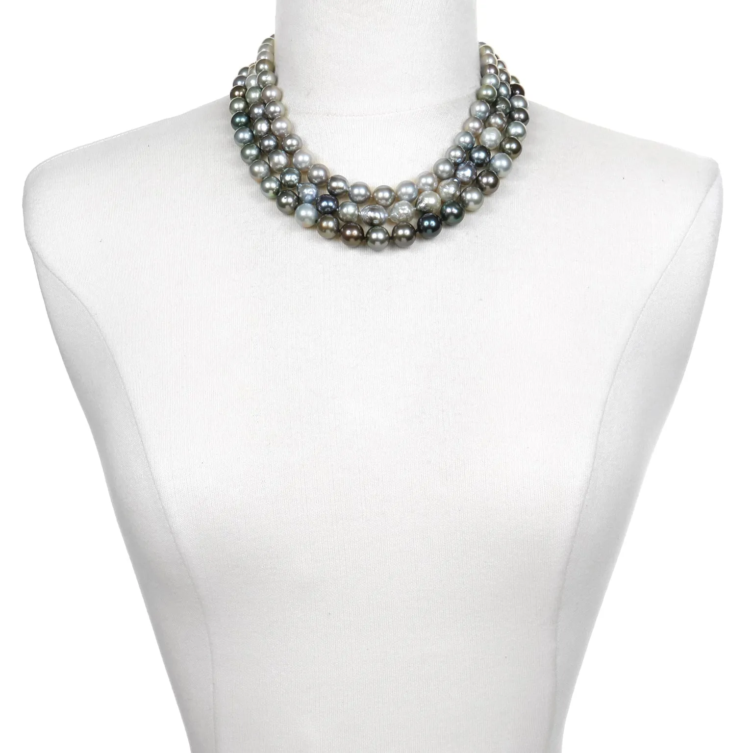 18 Karat Gold Black Tahitian Baroque Pearl Necklace