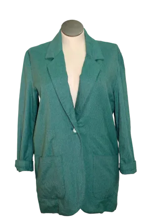 80s Handmade Teal Pinstripe Blazer      M/L