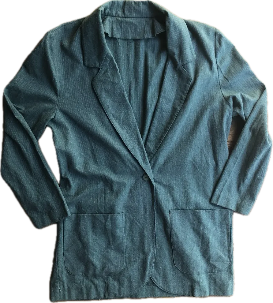 80s Handmade Teal Pinstripe Blazer      M/L