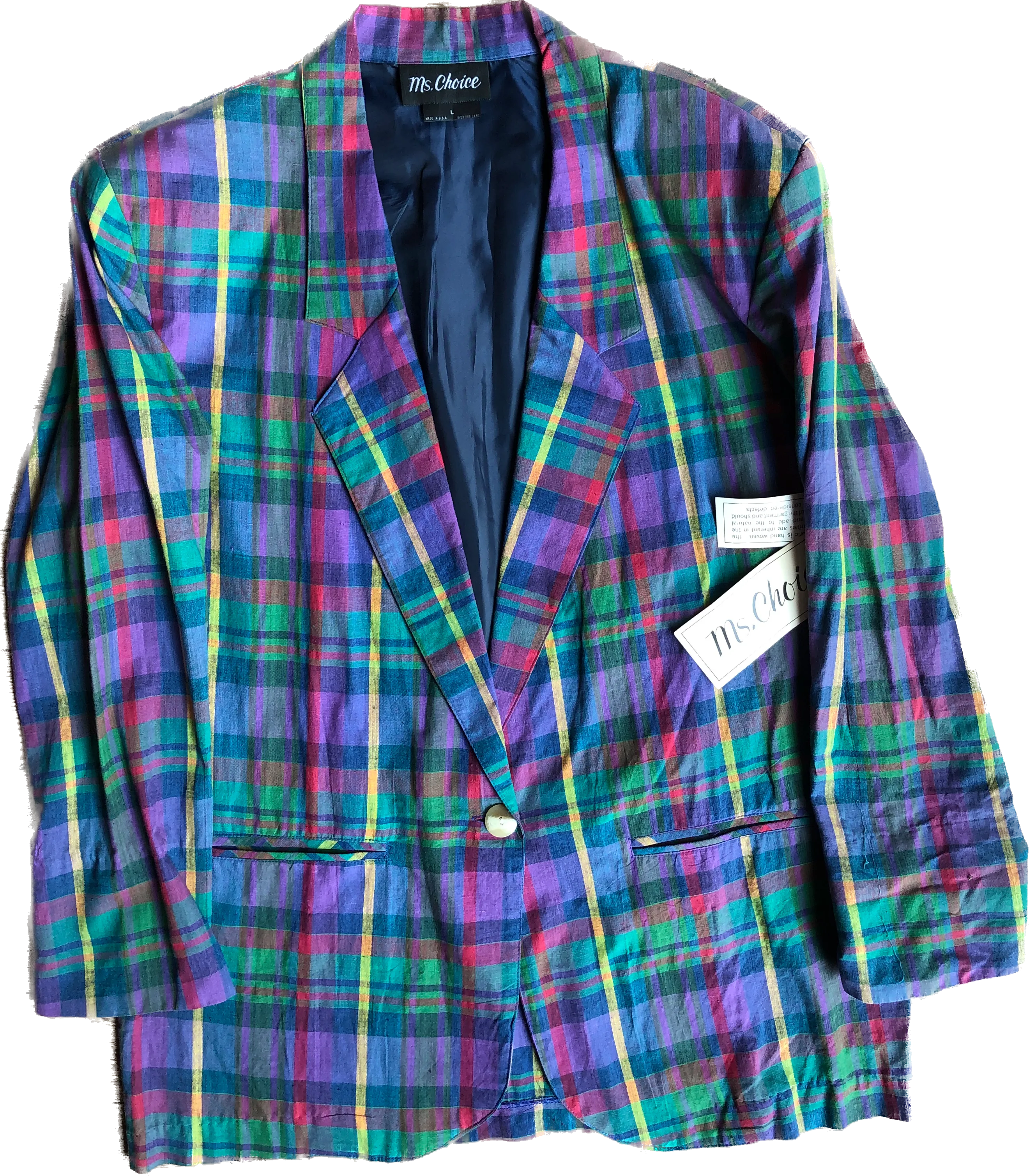 80s NOS Ms. Choice Purple Plaid Blazer     L