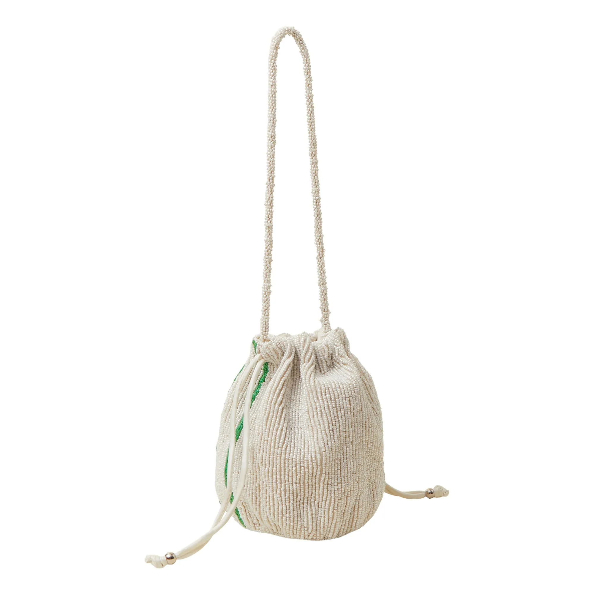 Accessorize London Women's White Hand-Beaded Stripe Duffle Bag