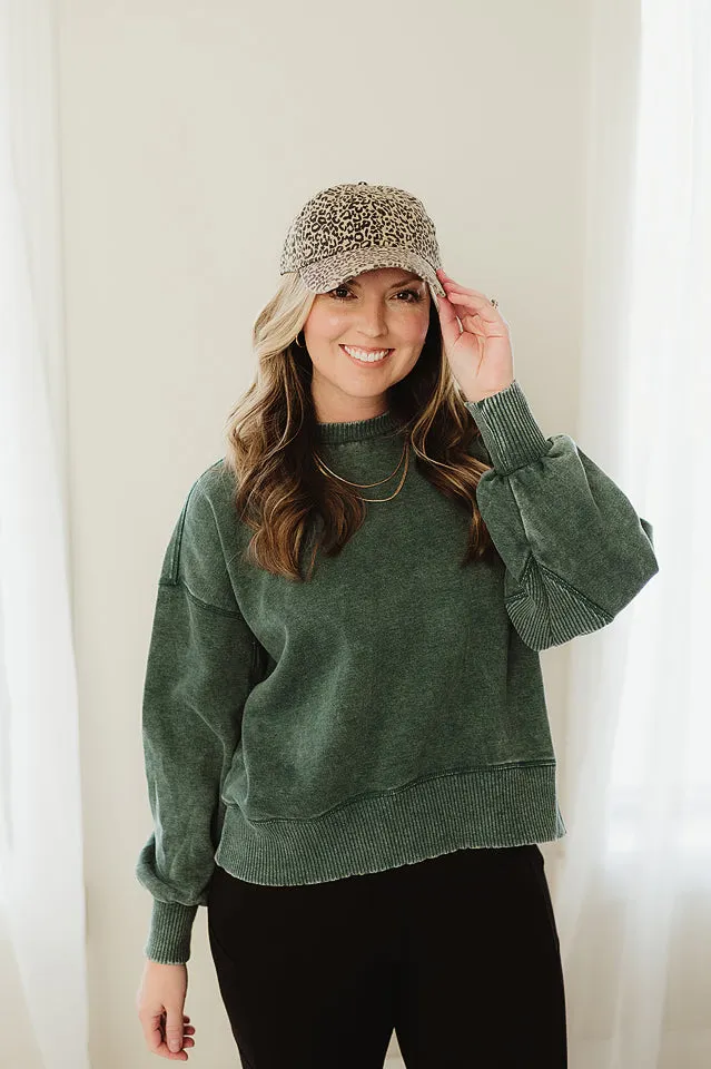 Acid Wash Fleece Oversized Pullover