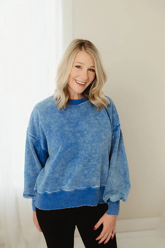 Acid Wash Fleece Oversized Pullover
