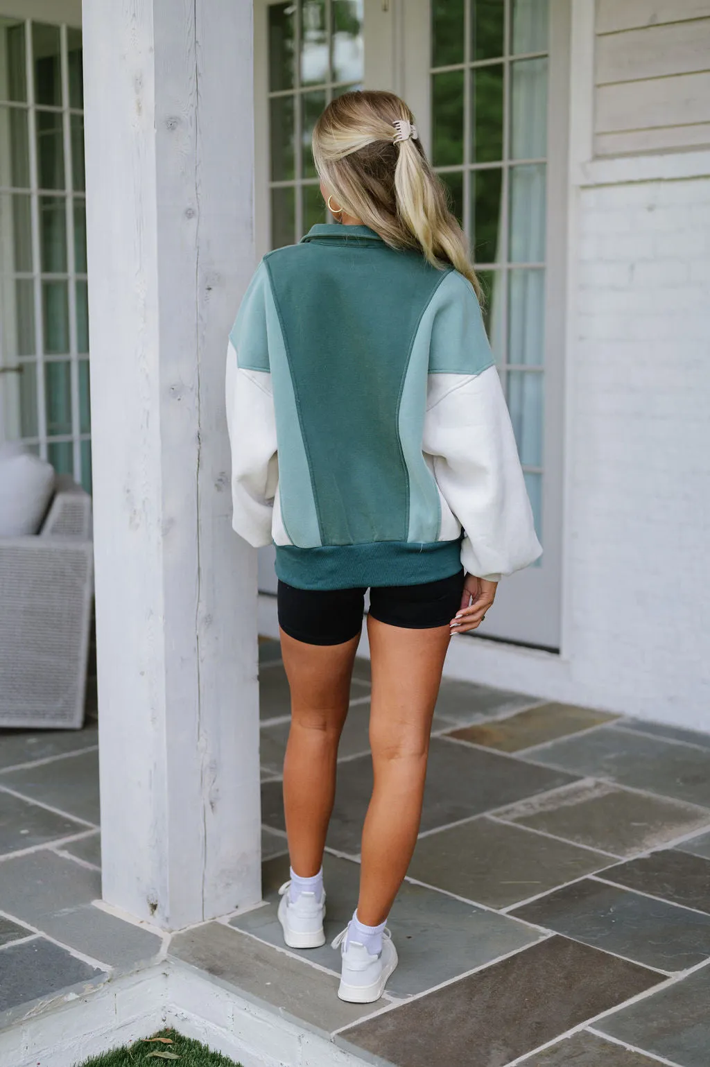 Altered Green Color Block Sweatshirt