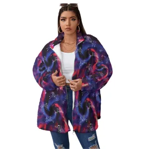 Animal Ancestors Blue and Pink Swirl Borg Fleece Coat