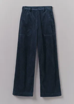 Annie Organic Cord Full Length Pants | Dusty Navy