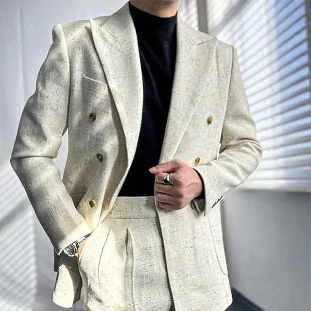 Apricot Double Breasted Men's Blazer