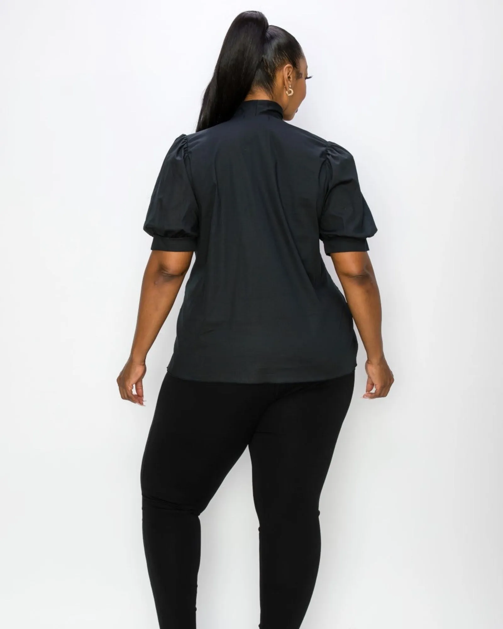 Ashlyn Tie Neck Blouse | Black