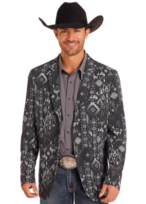 Black & Charcoal Aztec Men's Blazer