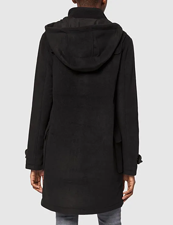 Black Ladies Duffle Wool Coat - MERAKI