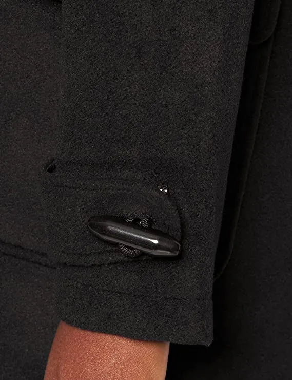 Black Ladies Duffle Wool Coat - MERAKI