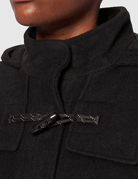 Black Ladies Duffle Wool Coat - MERAKI