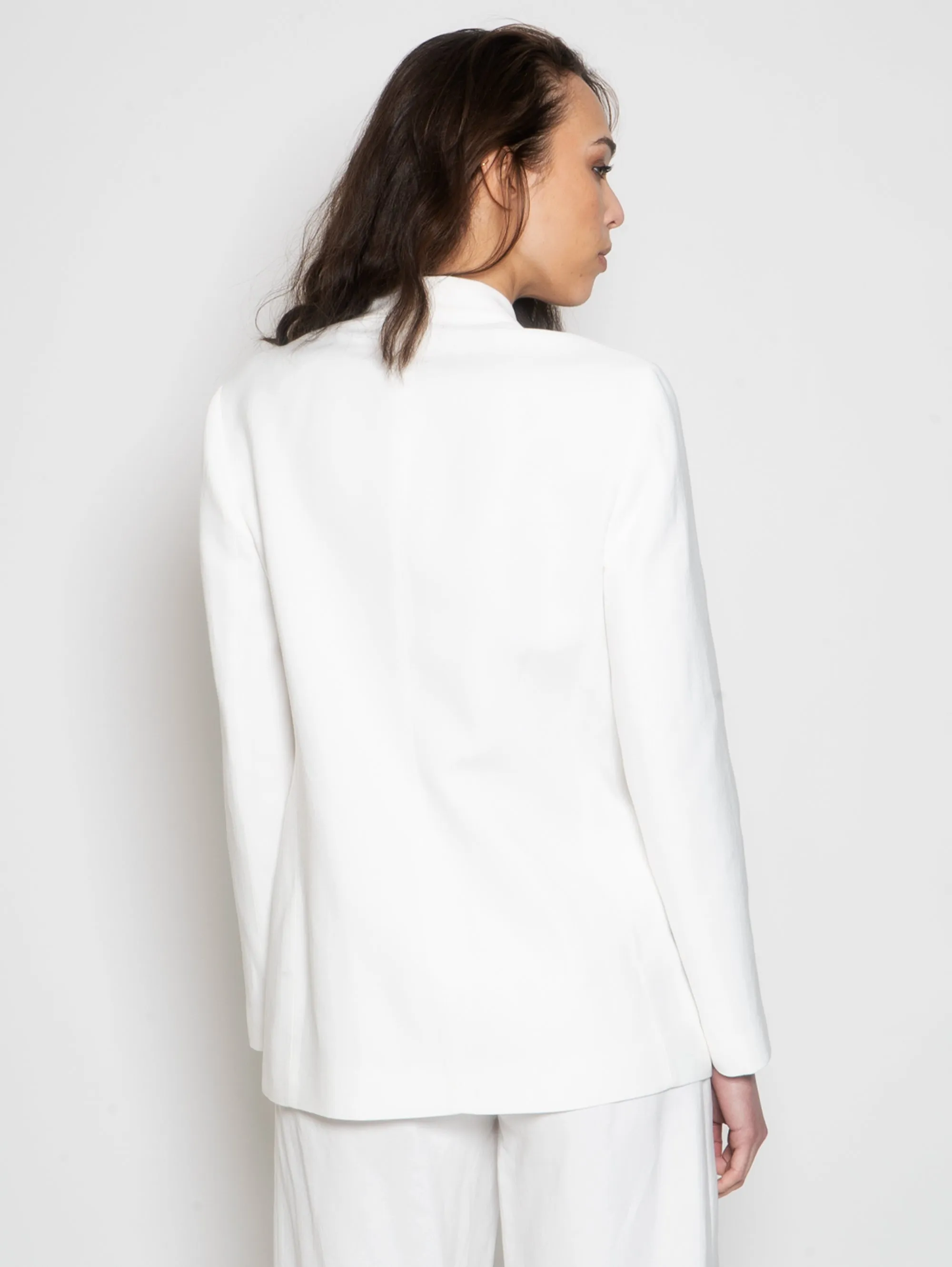 Blazer Doppiopetto in Viscosa e Lino Bianco