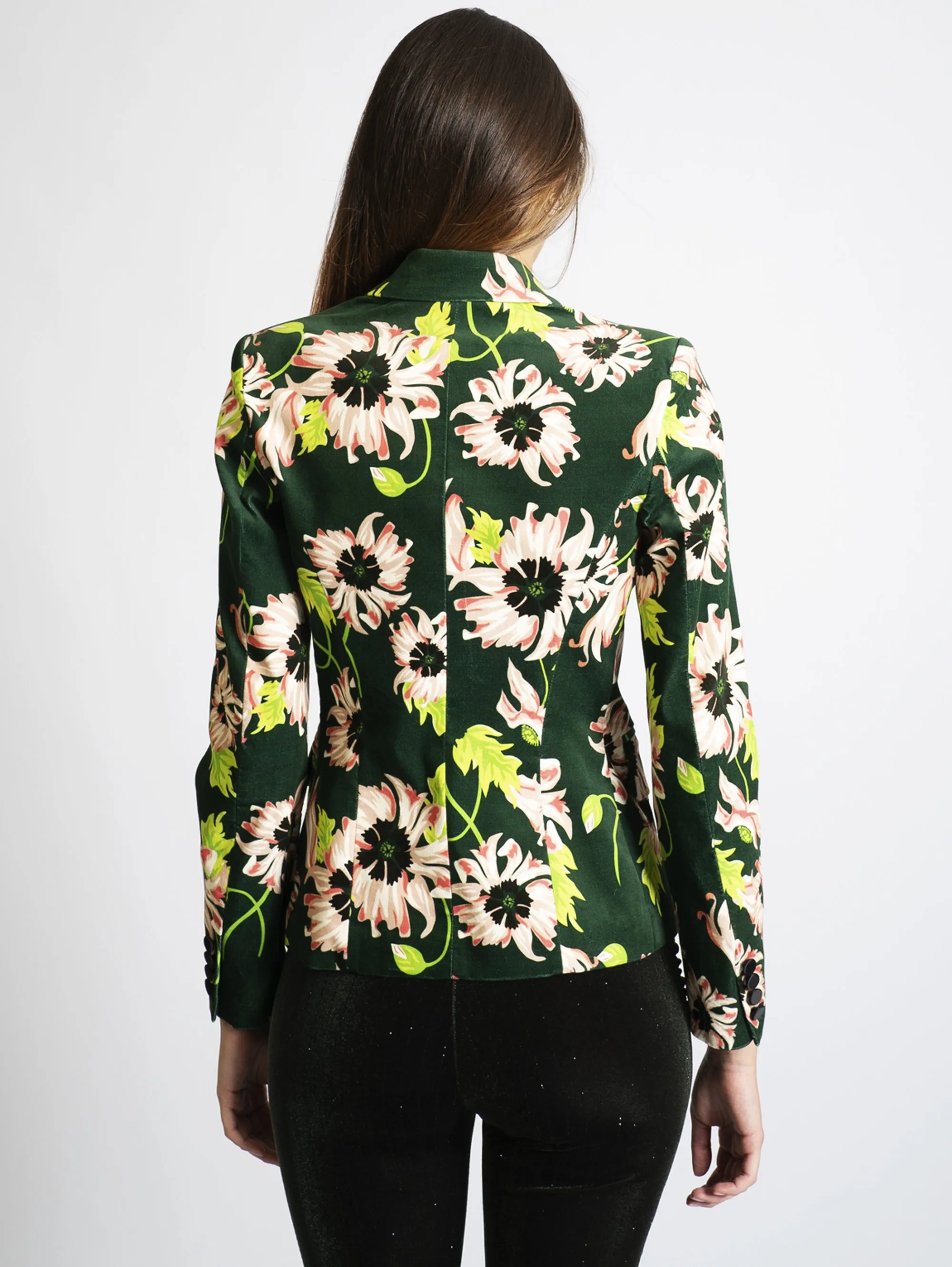 Blazer in Velluto Stampato Bloomy Green