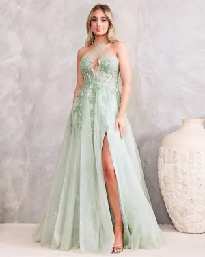 Clara Tulle Gown - Sage [HIRE]
