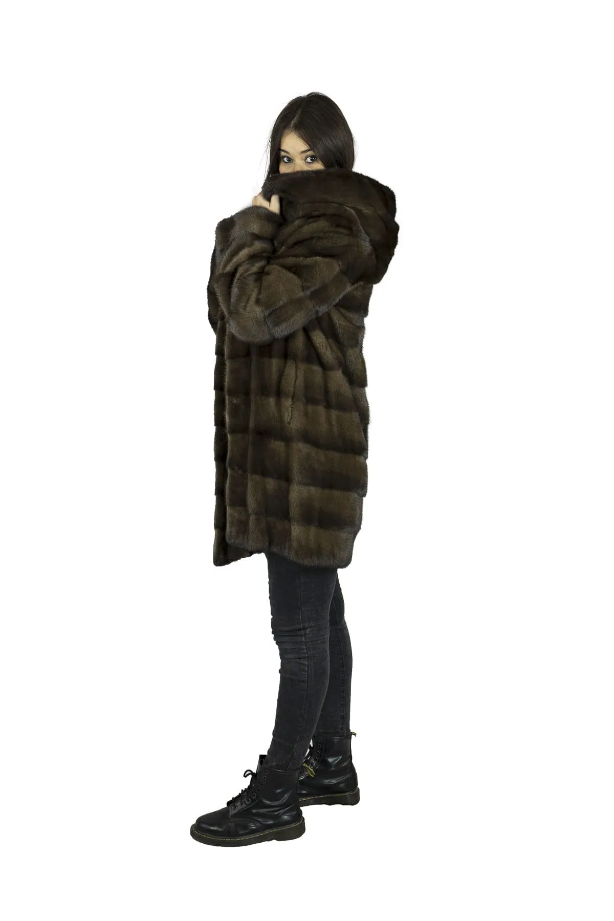 Coat of mink with Brown Hood
