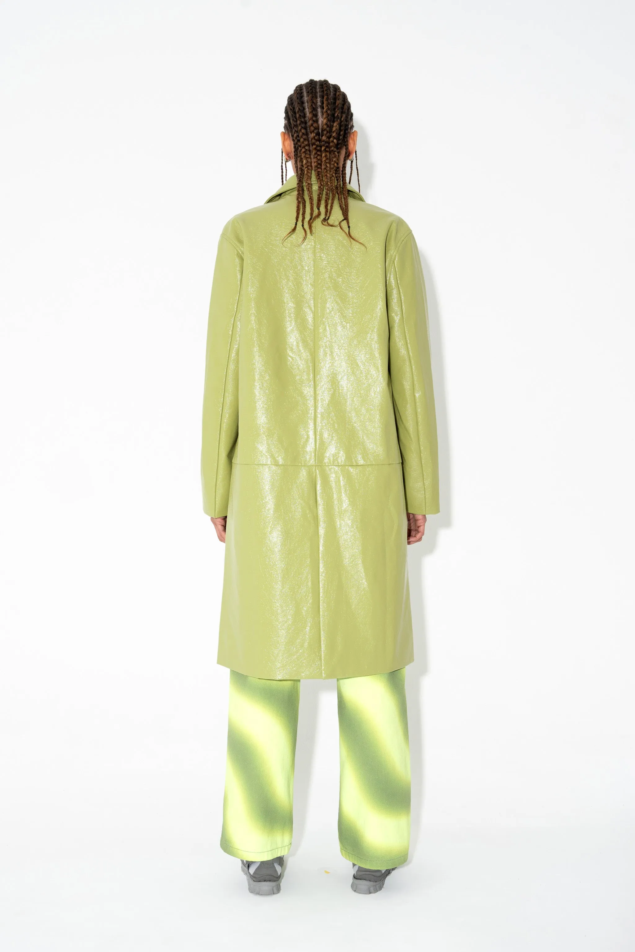 COLLARED STRAIGHT COAT in Granny Smith