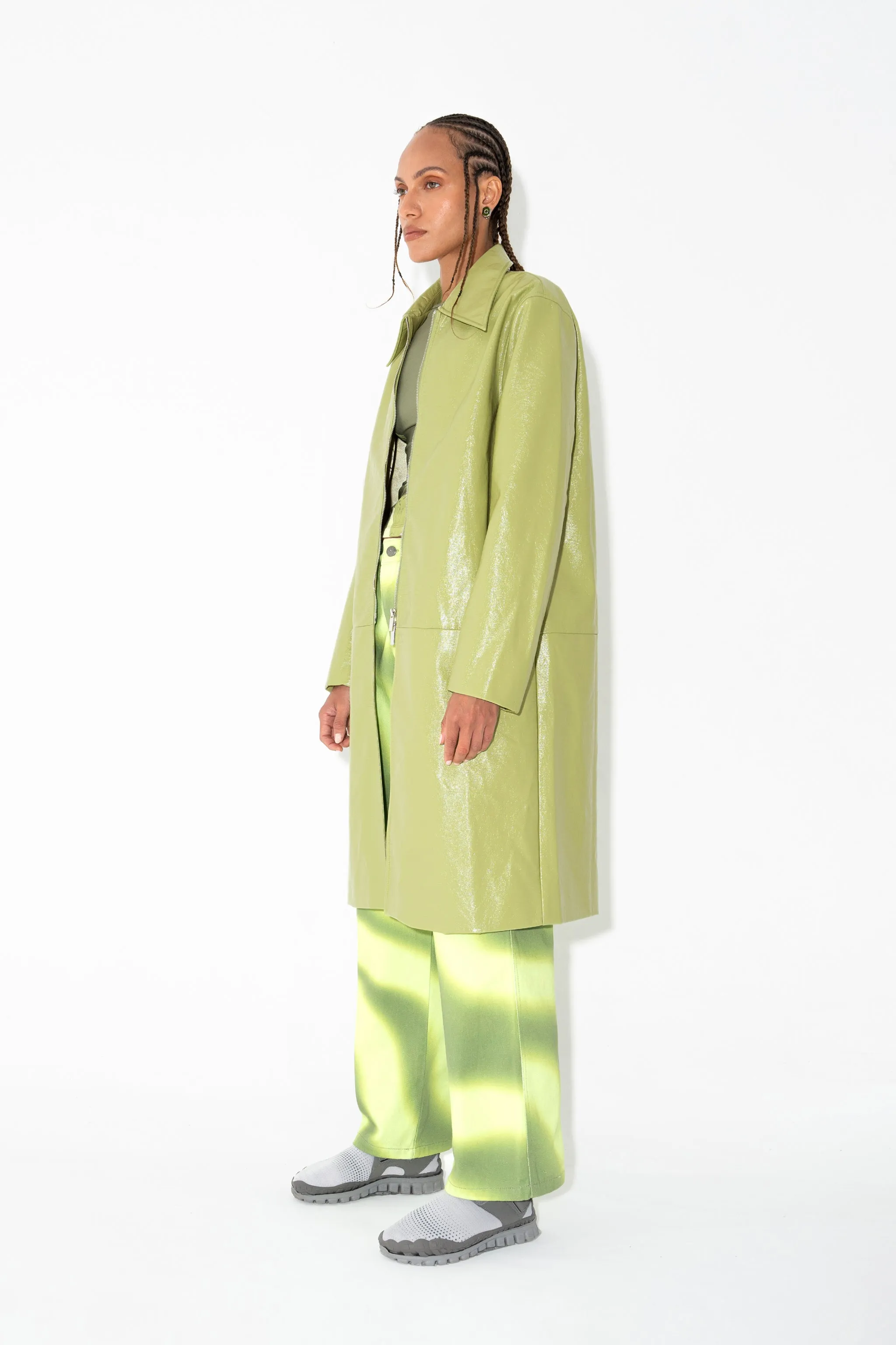 COLLARED STRAIGHT COAT in Granny Smith