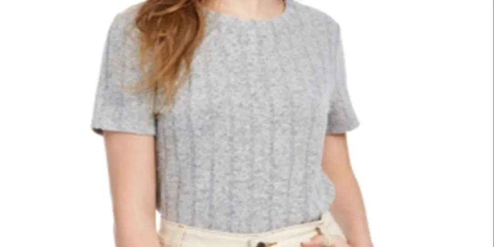 Crave Fame Junior's Cozy Ribbed Top Gray Size Medium