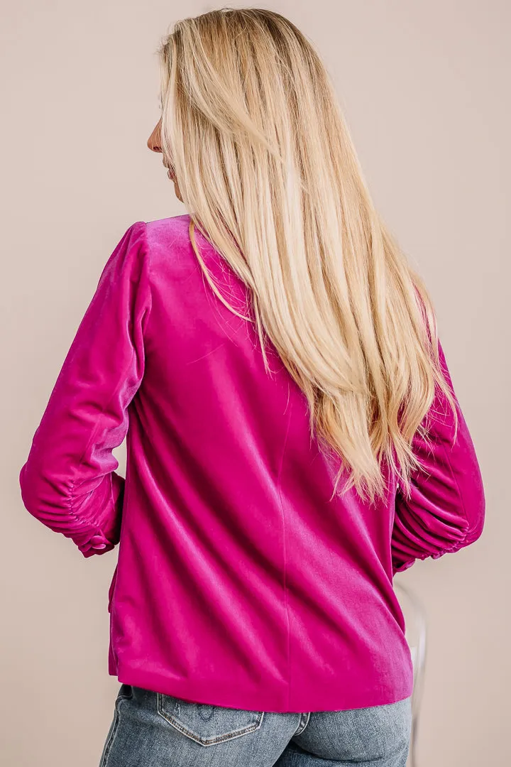 Crushing It Velvet Blazer | Magenta