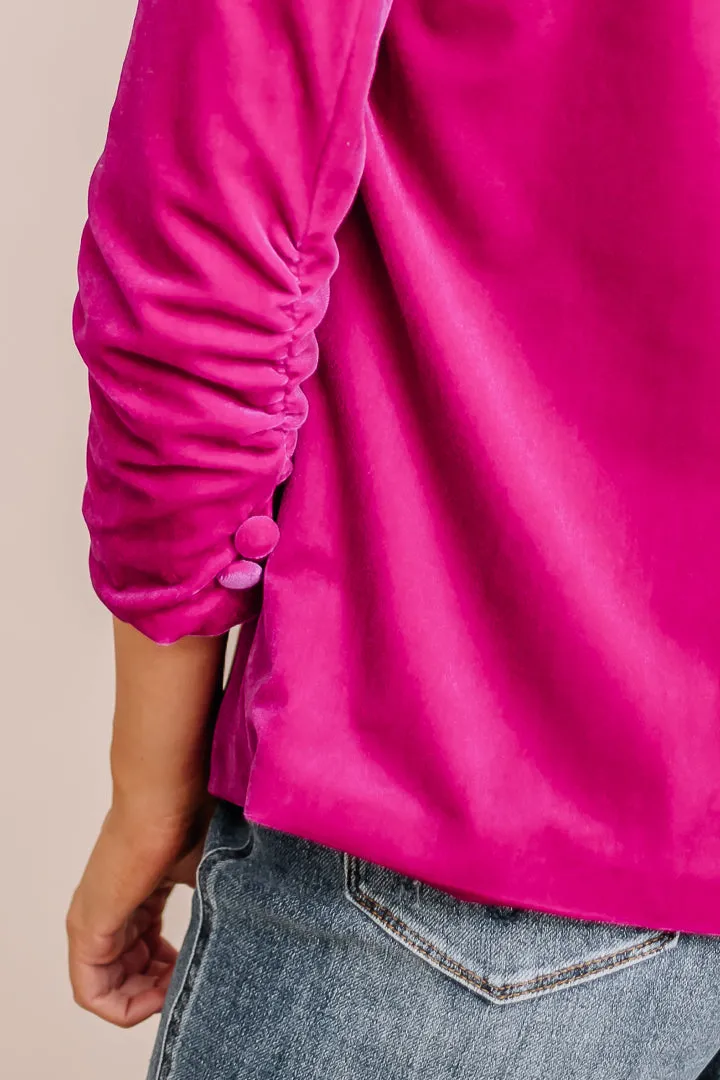 Crushing It Velvet Blazer | Magenta