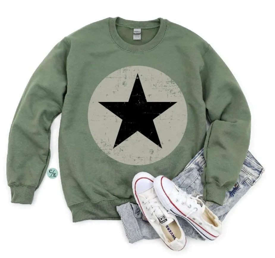 Distressed Star Graphic Sweatshirt