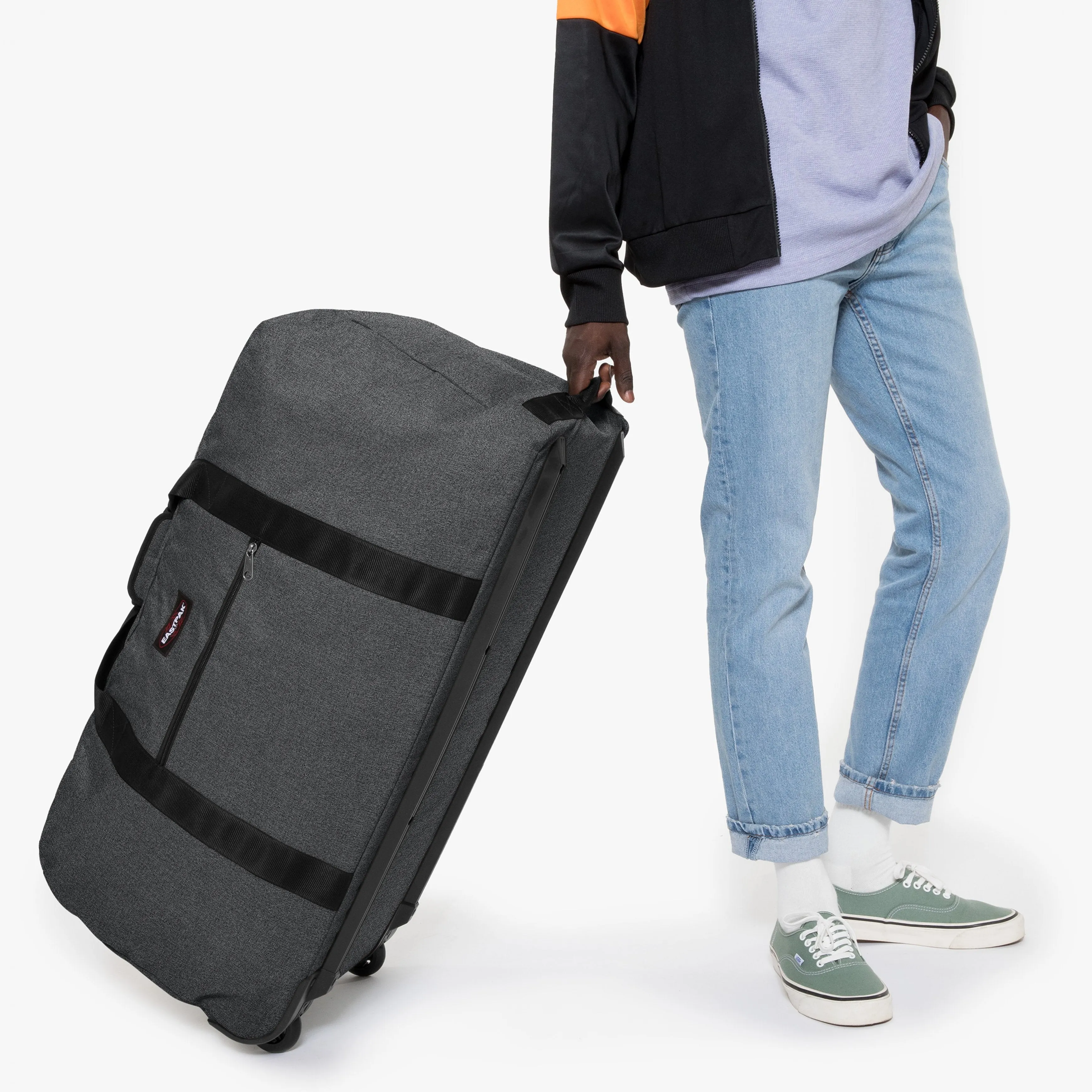 Eastpak Warehouse   Black Denim Large Duffle Wheeled Bag - EK00030E77H1