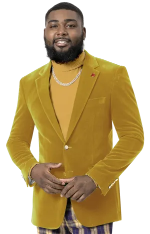 EJ Samuel Mustard Velvet Blazer J134