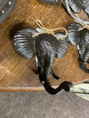 Elephant Head Coat Hook - Cast Iron