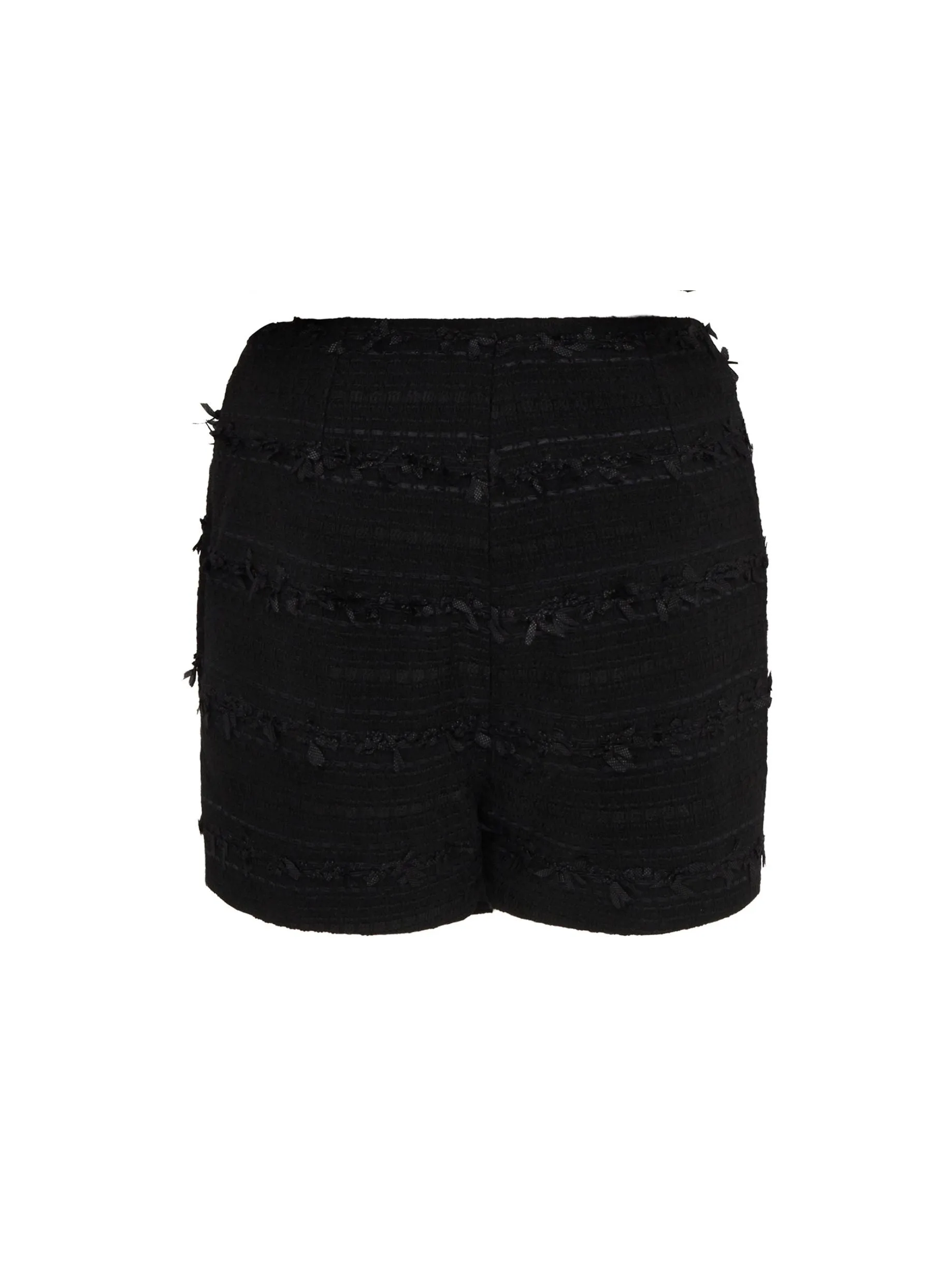 Faux Pearl-Embellished Asymmetric Wrap Skirt in Black