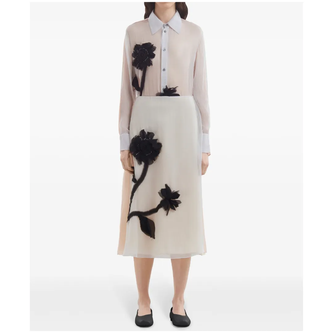 FLORAL TULLE SILK SKIRT