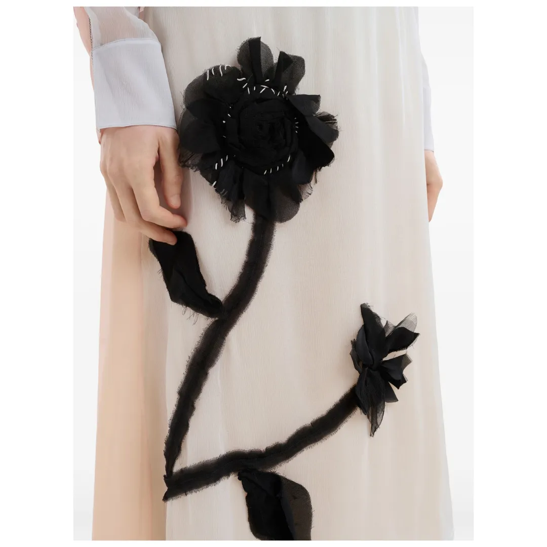 FLORAL TULLE SILK SKIRT