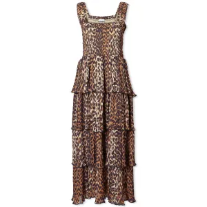 Ganni Georgette Smock Midi Dress, Almond Milk