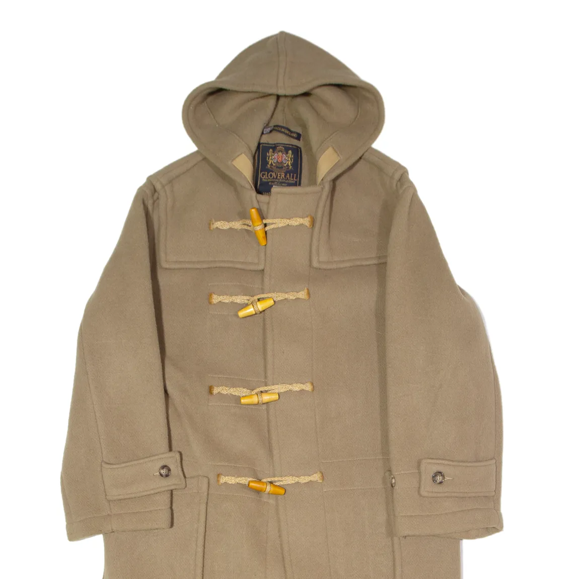 GLOVERALL Mens Duffle Coat Beige Wool XS