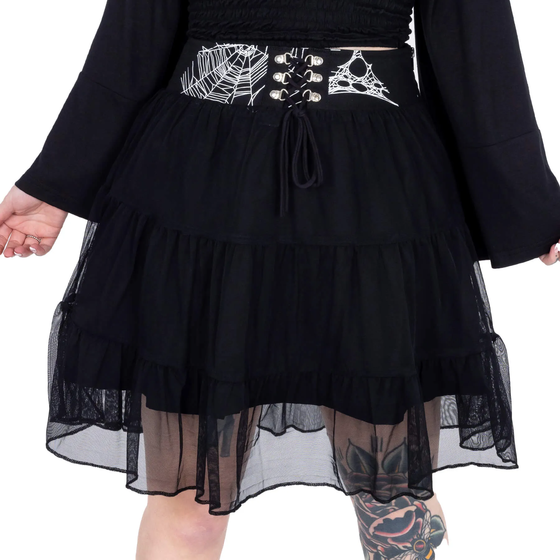 Heartless Arhana Skirt with Spiderweb Feature Waistband