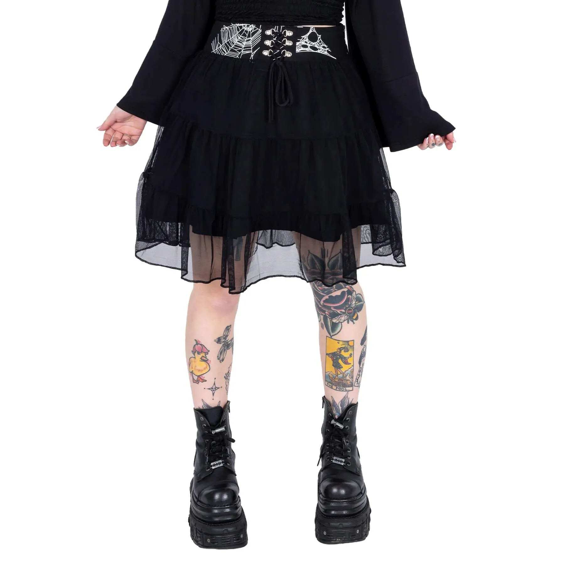 Heartless Arhana Skirt with Spiderweb Feature Waistband