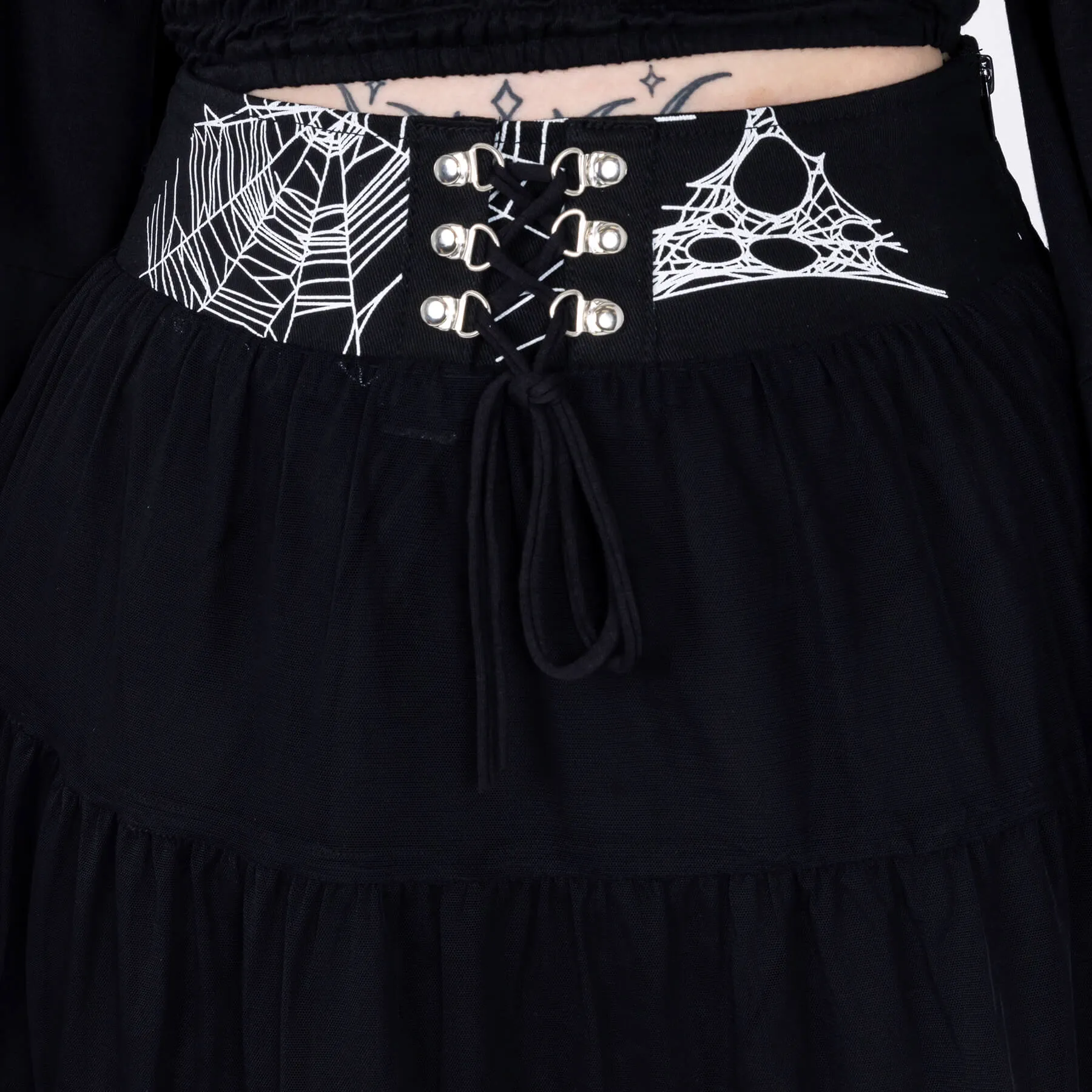 Heartless Arhana Skirt with Spiderweb Feature Waistband
