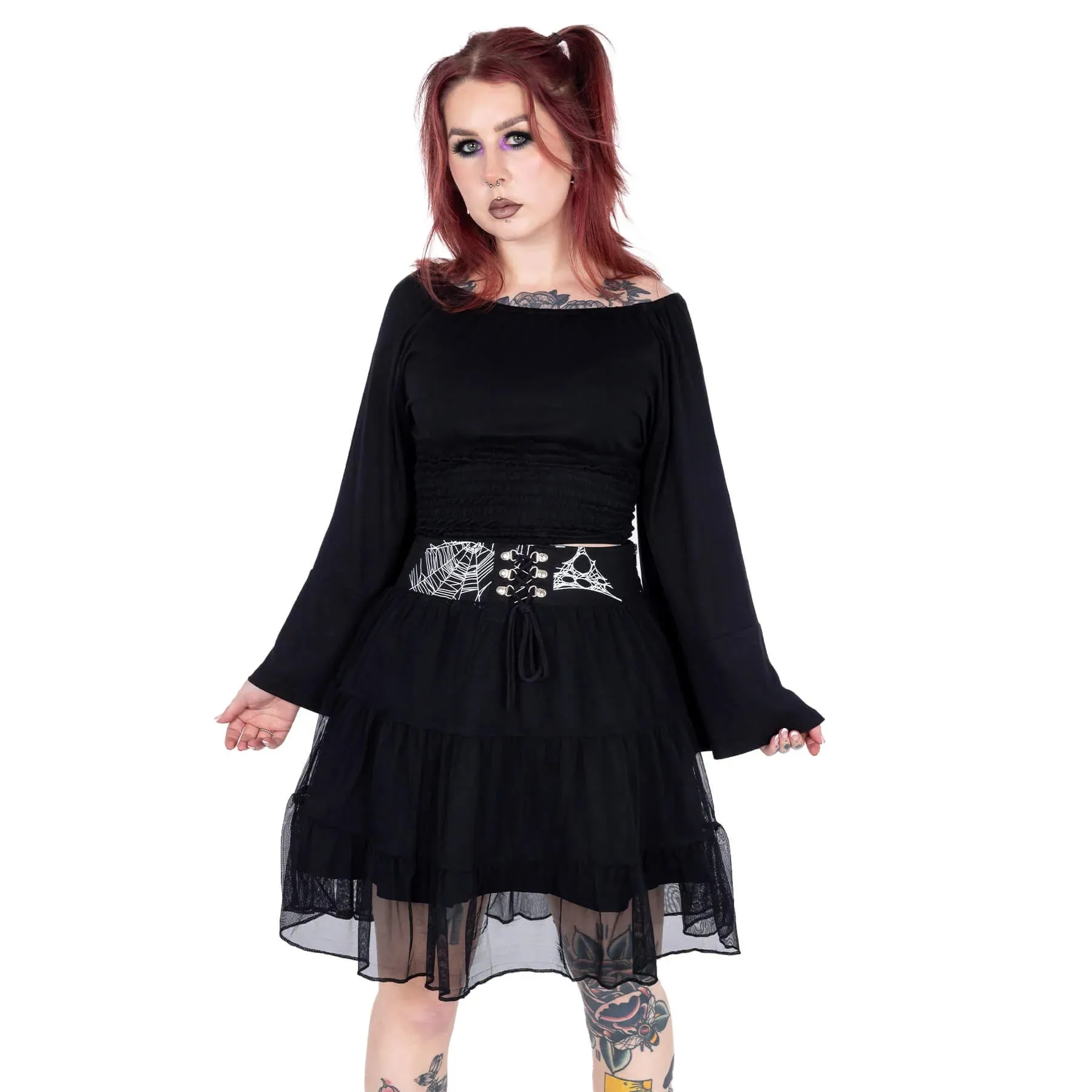 Heartless Arhana Skirt with Spiderweb Feature Waistband