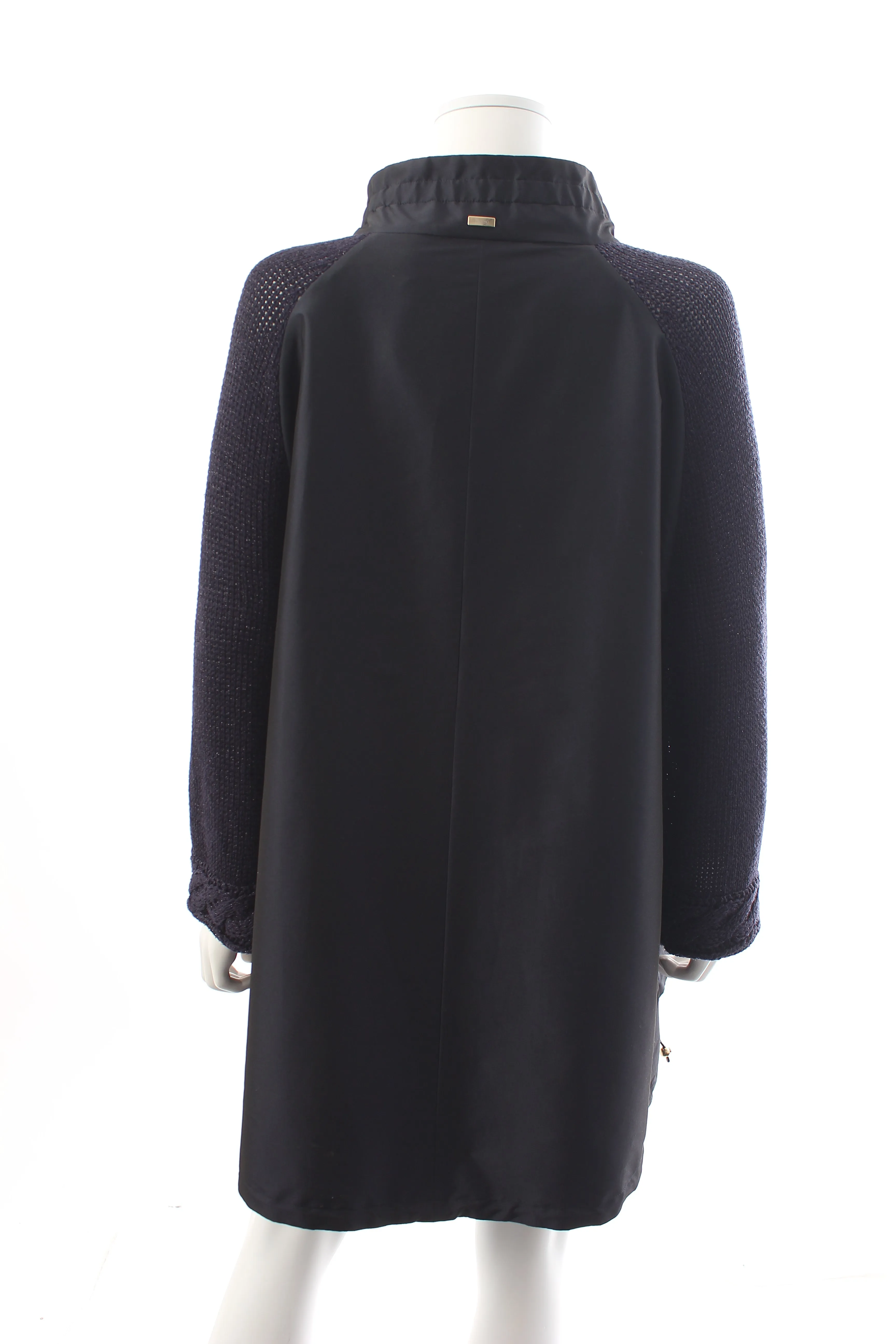 Herno Knitted-Sleeve Zippered Coat