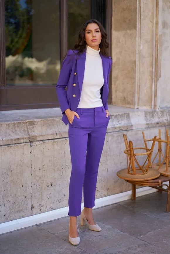 High Waist Cigarette Pants Violet