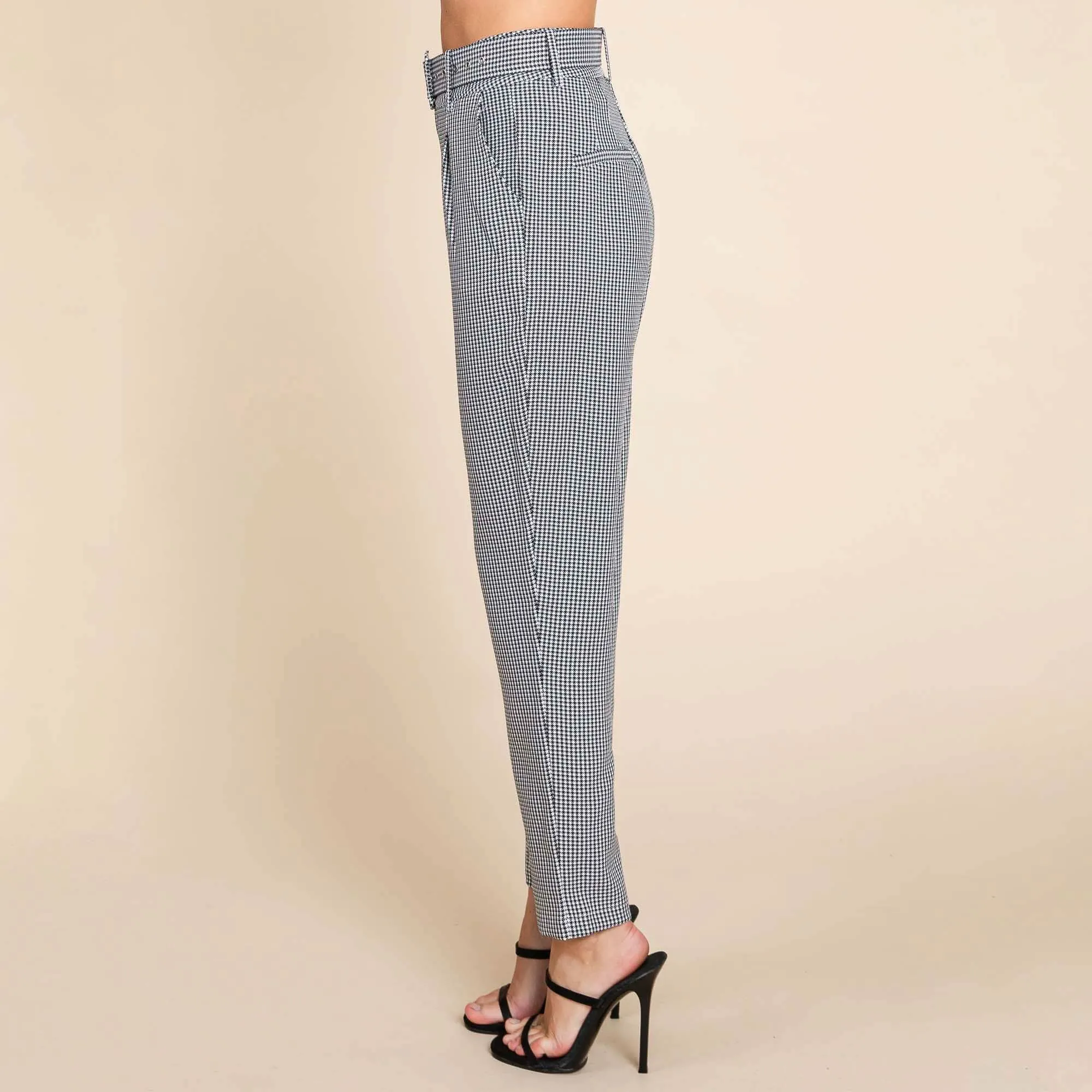 Houndstooth Blazer and High Waisted Pants Set