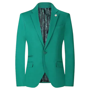 Hunter Green Men's Blazer Jacket Stretch Fabric Notch Lapel Slim-Fit Style-S1601