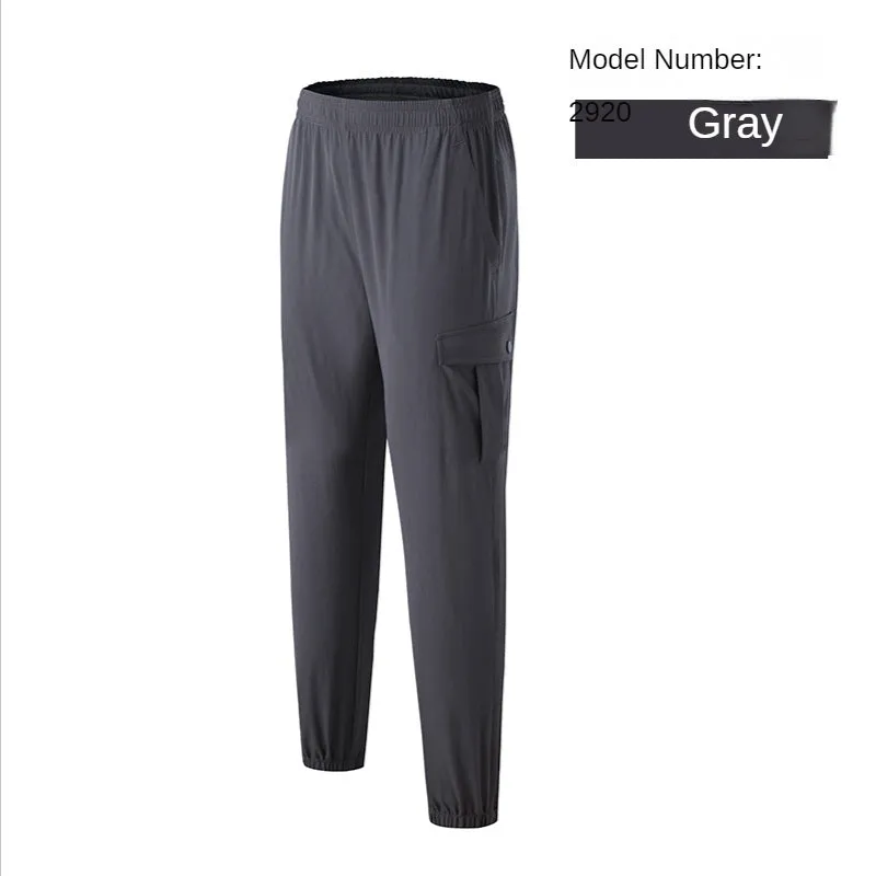 Hzori Sports Pants Men's Spring Outdoor Quick-Dry Pants Loose Woven Elastic Ankle-Tied Fitness Leisure Cargo Trousers