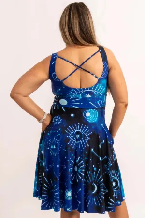 Imagine Nation Silky - Scoop Neck Comfort Crop Midi Dress W/ Pockets