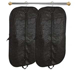 Kuber Industries Embossed Design 2 Pieces Foldable Non Woven Men's Coat Blazer Cover (Black) -CTKTC43460