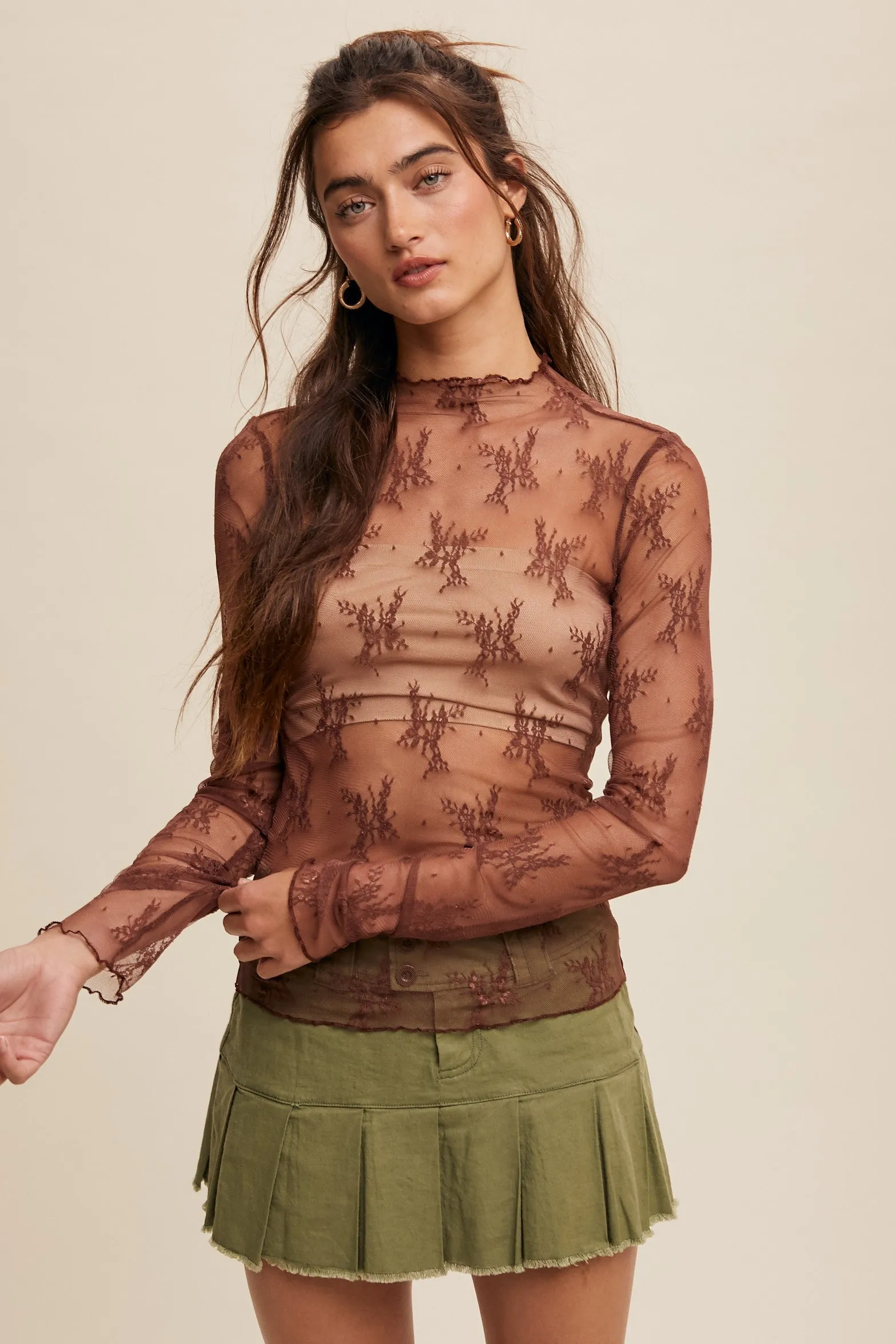 Lace Mock Neck Layering Top