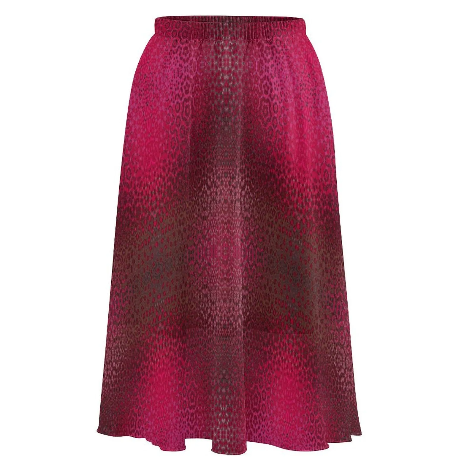 Layered Chiffon Skirt Red Leaves Ombre