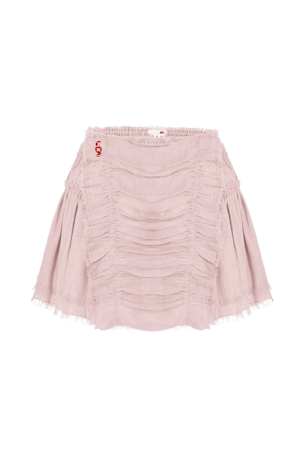 Layered raffled light pink mini skirt