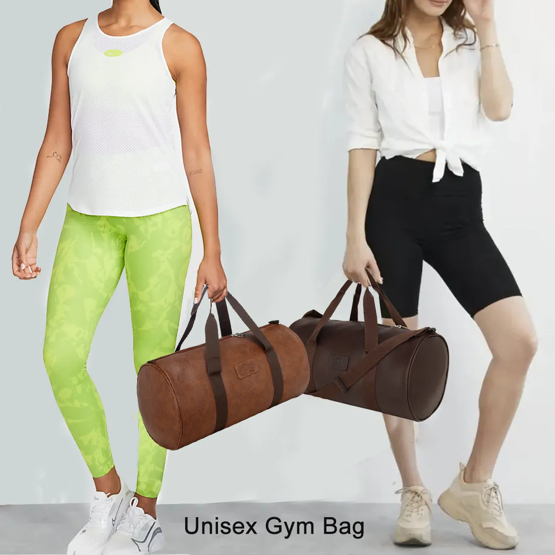 Leather World PU Leather Travel Duffle Bag for Men Women Luggage Sports Gym (Tan)