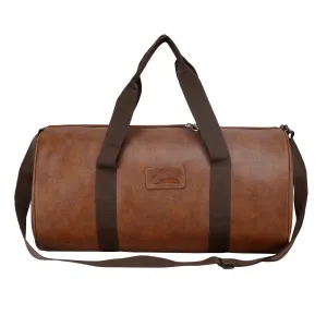 Leather World PU Leather Travel Duffle Bag for Men Women Luggage Sports Gym (Tan)